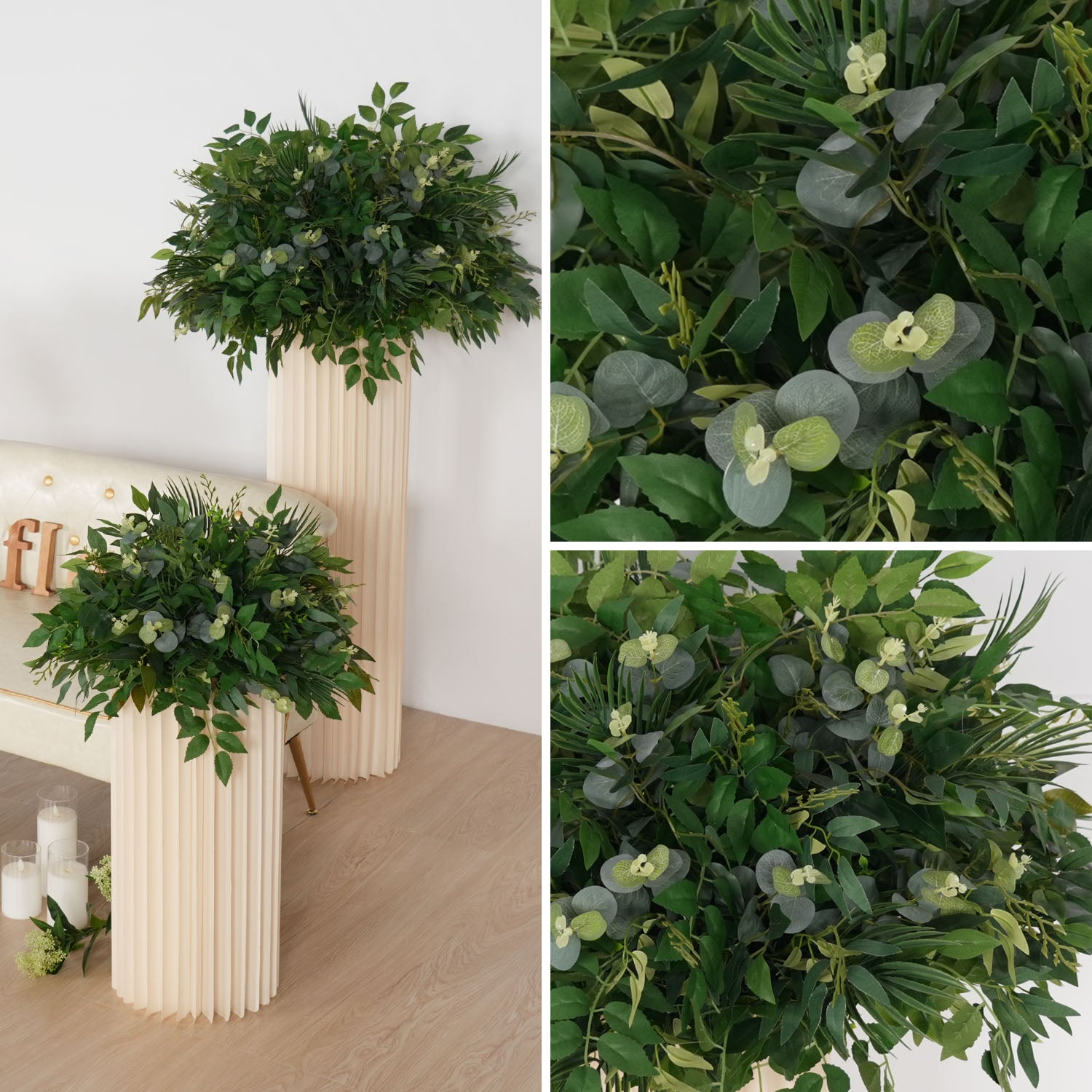 Uflower Green Leaf Table Centerpiece Floral Ball Wedding Table Decoration